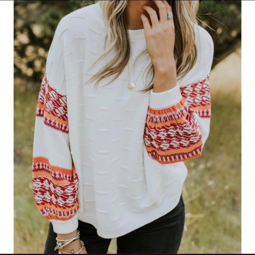 Roolee cream textured sweater
